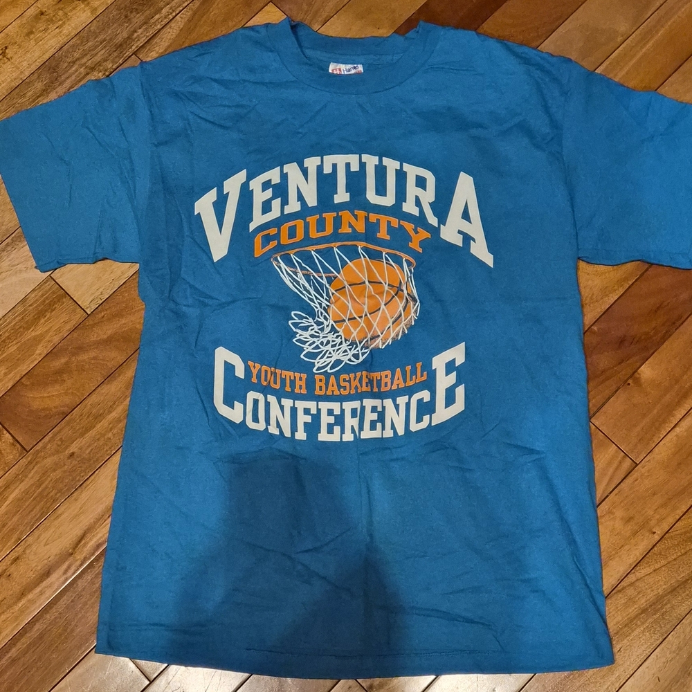 Ventura county youth basketball t-shirt Single Stitch Vintage Sz Large Blue